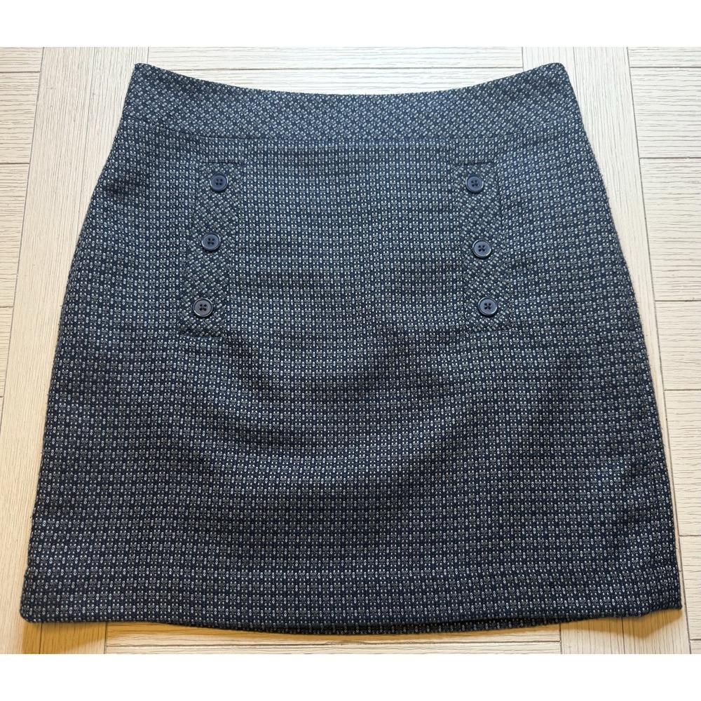 NWT Ann Taylor Loft Navy Print Lined Mini Skirt W/ Side Zip.‎ Poly, Rayon. Sz 6
